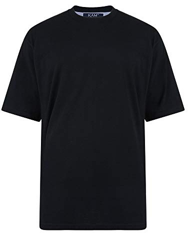 KAM Pure Cotton/Cotton Rich Plain Tee Shirt in Black in 3XL
