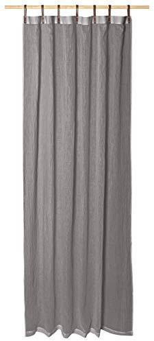 Schlaufenschals mit Lederschlaufen - 2er Set - 135 x 245 cm - Vorhänge - Gardinen - Evi von Magma - in vielen Farben (Magma_Mittelgrau_005)