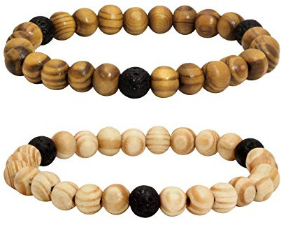 MILAKOO Lava Rock Stein Perlen ätherisches Öl Diffusor Armband für Männer Frauen Holz Perlen Armband