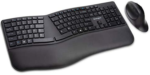 Kensington Wireless Ergonomic Keyboard & Mouse Set - Pro Fit Ergo Wireless Set, Natural Split Keyboard with US Layout, Ergo Mouse, Dual Mode 2.4 GHz & Bluetooth - Chrome OS, macOS, Windows (K75406WW)