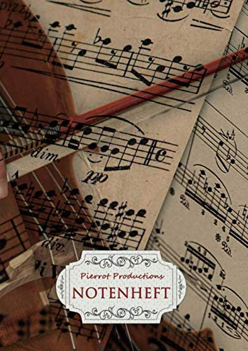 Notenheft DIN A4 Vintage-Look: 68 Seiten, 12 Notensysteme pro Seite, Inhaltsverzeichnis, Softcover matt veredelt | Notenbuch | Motiv: Notenheft Cello