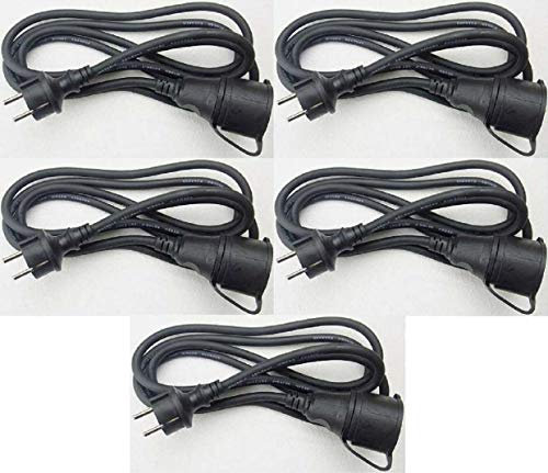 5 x 2,5 m Schuko Baustellen-Verlängerungskabel IP44 H07RN-F 3G1,5, schwarz (für den Außenbereich und den Einsatz auf Baustellen) (5, 2,5 m Verlängerungskabel IP 44)