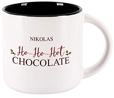 Herz & Heim® Weihnachtstasse personalisiert mit Namen - verschiedene Motive - Geschenkidee Weihnachten und Nikolaus Ho Ho Hot Chocolate Schwarz
