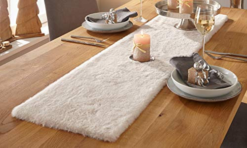 Tischläufer Kunstfell Größen und Ausführungen, Tischand, Mitteldecke (beige, 33x140 cm)