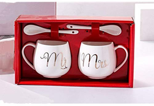 355 ml – Ensemble de tasses à café en céramique pour couple – Cadeaux drôles pour lui et elle – Double bol en céramique à thé, boisson à la maison, au bureau, cadeau de Saint-Valentin