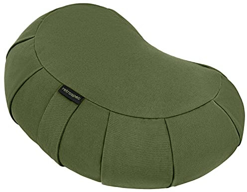 Retrospec Sedona Zafu - Cojín de meditación Relleno con cáscaras de Trigo sarraceno, Almohada de Yoga para prácticas de meditación, Lavable a máquina, Funda 100% algodón y asa de Transporte Duradera;