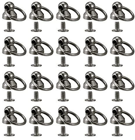 sourcing map 1/2-inch O-Ring Button Stud Rivets Screw Back Zinc Alloy Pull Ring Rivets for Leather Craft Dim Gray 20 Pcs