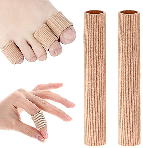 Silicone Toe Sleeves Tube Cuttable, 2 Pack Soft Gel Toe Protect Cushion for Corns, Calluses, Bunion Treatment (for Middle Toes-2cm)