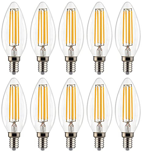 NCC-Licht 10x LED Lampe C35 Kerze E14 6,5W 806lm Warmweiß 2700K | LED Leuchtmittel aus klarem Glas, ersetzt 60W Glühlampe, gemütliches Licht ideal für Kronleuchter