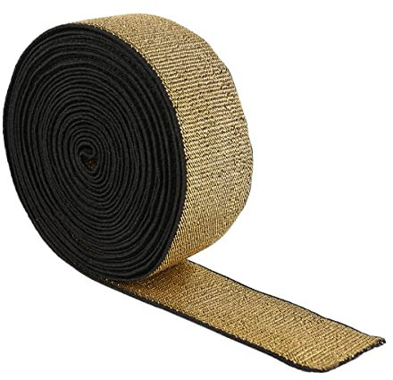Cloaacsois 5M Gold Silber Glitzer Gummiband Gummibänder Taillenband für Schuhe Kleidungsstück Hosen DIY Nähen Kleidung Zubehör 30/40/50mm (Gold-schwarz, 30mm)