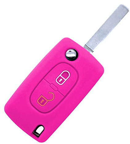 SALPIE COVER CHIAVE PORTACHIAVI GUSCIO compatibile con CITROEN C2 C3 C4 C5 PICASSO 2 TASTI PEUGEOT 107 206 207 307 308 406 407 TELECOMANDO (Fucsia, COVER SILICONE)