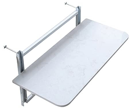 HDZNDH Balkon Bartisch für Geländer, Balkongeländer Hängetisch Klappbarer Balkontisch zum Aufhängen verstellbar 4 höhenverstellbar, Decktisch für Terrasse, Garten (Color : White, Size : 120 * 35CM)