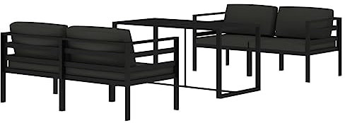 vidaXL Gartenmöbel Set 5-TLG. mit Kissen Ecksofa Tisch Sitzgruppe Sofa Lounge Garten Garnitur Gartenset Gartensofa Aluminium Anthrazit