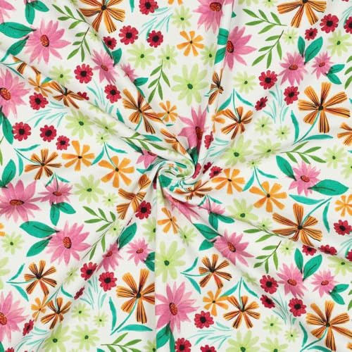 Jersey, Blumen Aquarell Rosa/Pink Meterware, 50 cm