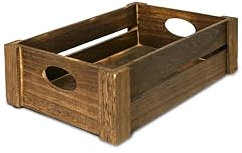 Wickerfield Shallow Wooden Storage Box with Handles Retail Display Tray Kitchen Storage Undershelve Box Bathroom Storage (Brown, Large)