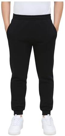 KHIM Joggingbyxa träningsoverall underdel byxa barn unisex flickor pojkar träningskläder, Svart, 13-14 Years