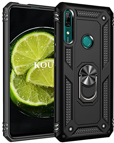 KOUYI Cover per Huawei P Smart Z / Y9 Prime 2019, Custodia 360° Girevole Regolabile Ring Armor Bumper TPU Case Magnetica Supporto Silicone Custodie per Huawei P Smart Z / Y9 Prime 2019 (Nero)