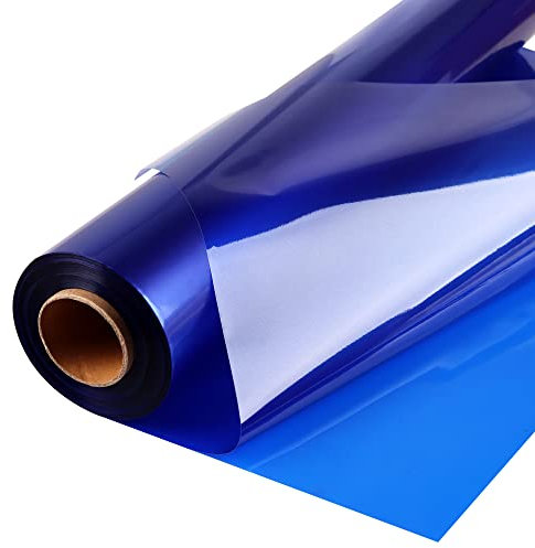 POPGIFTU Rouleau de papier cellophane bleu | Déplié 86 cm de large x 30 m de long | 3Mil d'épaisseur Plastique Cellophane Rouleau Film Violoncelle Rouleaux pour Cadeaux Panier Arts Artisanat