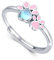 Pfote Ringe 925 Sterling Silber Mondstein Hündchen Pfotenabdruck Ring Verstellbar Ring Tier Ringe Geschenk Schmuck für Damen (Rosa)