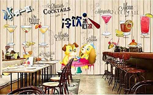 FLOOTS 3D Background Wall Bedroom Mural Wallpaper Cold Drink Shop Background Wall Wallpaper Living Room-200Cmx140Cm