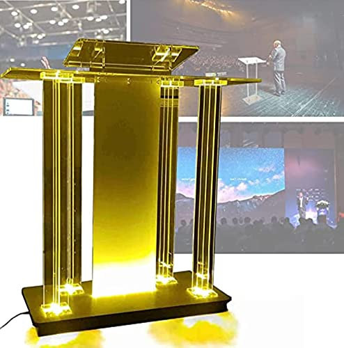 HSRG Kirchenkanzel, Transparenter Podiumsständer, LED-Acryl-Podiumsständer, Rollende Kanzel Mit Lichtern, Bodenstehende Kanzel Mit Rollen, Erhöhte Lesestation, Für Rednerpult In Der Schule