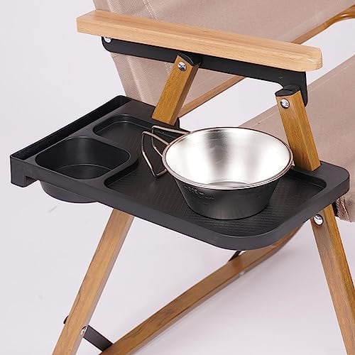 ZYWUOY Tables d'appoint à clipser, plateau pour chaise longue, chaise longue, porte-gobelet pour camping, pique-nique, extérieur, plage, chaises de jardin (noir)