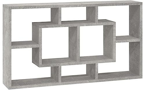 vidaXL Wandregal mit 8 Fächern Bücherregal Hängeregal Wandboard Regal Schweberegal Wohnzimmerregal Wandablage Ausstellungsregal Betongrau