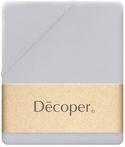 Decoper ® Mako-Feinjersey Spannbettlaken aus 100% Baumwolle | Atmungsaktiv & kuschelig weich | Oeko-Tex Zertifiziert | bis 25 cm Matratzenhöhe | 180-200 cm x 200 cm | Farbe Hellgrau
