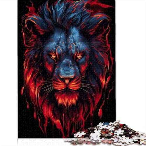 500 teiliges Puzzle mit rotem Löwenkopf für Erwachsene Kunstpuzzle für Erwachsene Holzpuzzle für Erwachsene Lernpuzzle Familienspiel 500 Teile (52 x 38 cm)