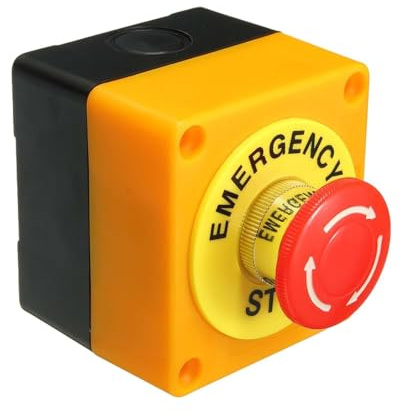Milageto Bouton poussoir de commutateur d'arrêt d'urgence avec boîte 660V 10A, installation facile, panneau rouge Durable