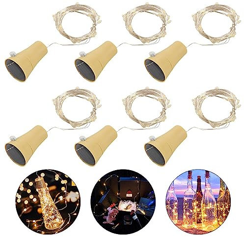 NAVESO 6 Stück Solar Flaschenlichter, Solar LED Flaschenlicht, LED Solar Wein Flasche Lichter, 1M 10 Solarenergie Korken Licht Weinflasche Nacht Licht, Warmweiß Lichterketten für DIY Party Garten