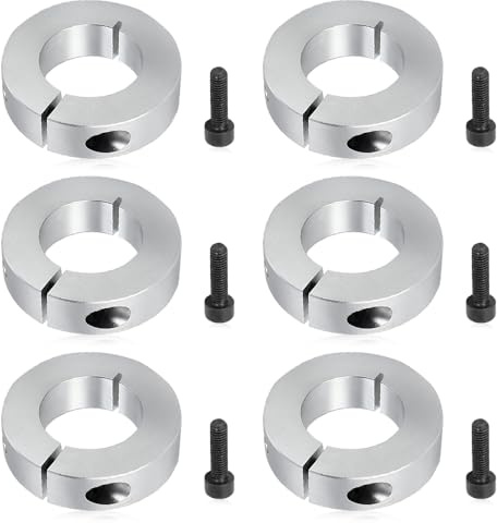 mizikuu Set of 6 Adjustment Rings 20 mm, Adjustment Ring Axle Split Adjustment Rings Shaft Steel Boundary Ring with Threaded Pin Shaft Locks for Dolly Wheels Hand Trolley Tyres