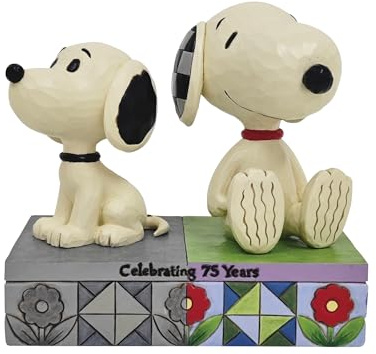 Peanuts by Jim Shore Snoopy vs Modern Day Snoopy Figur aus den 1950er Jahren