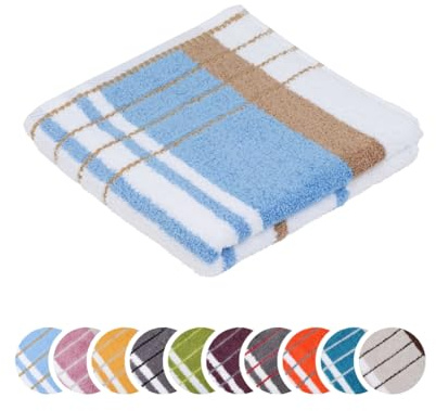 liebling Handtuch, 100% Baumwolle, Serie Potsdam, 50 x 100 cm, 60 Grad waschbar, trocknergeeignet, Farbe: bleu & bahamabeige