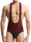 WMIERFI Herren-Bodysuit, Tanga, Jockstrap, Netzstoff, Patchwork, Jumpsuit, Turnanzug, G-String, Wrestling, Singlet, Einteiler, Wein, Medium