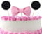 Décoration Gâteau Souris, Décorations de Gâteau en Forme de Souris avec Oreilles Noires et Noud Rose Mouse Cake Topper Fête d'Anniversaire pour les Fournitures d'Anniversaire des Filles