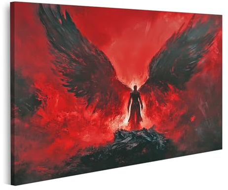 islandburner Prime Bild auf Leinwand Dunkler Engel-Wandbild für Gothic-Fans im Wohnzimmer Bilder Wandbilder Poster
