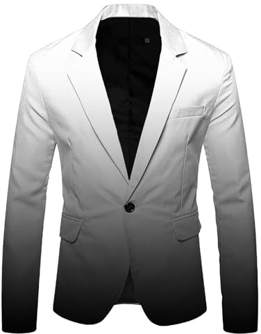 SRZYMJ Weiß Sakko Herren Slim Fit Anzugjacke EIN Knopf Sakko für Business Cord-Blazer Für Herren Übergangsjacke Wasserdicht Atmungsaktiv Tüllrock Schwarz Halloween XL