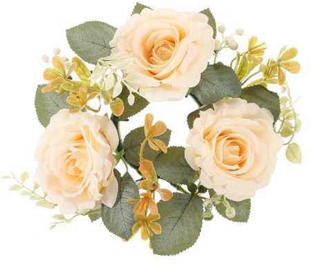 Cabilock Künstliche Blumenkränze Für Kerzen Boho Wreaths Mit Rosen Und Gänseblümchen Perfekte Tischdekoration Für Partys Und Besondere Anlässe Eleganter Kerzenhalter Für Romantische