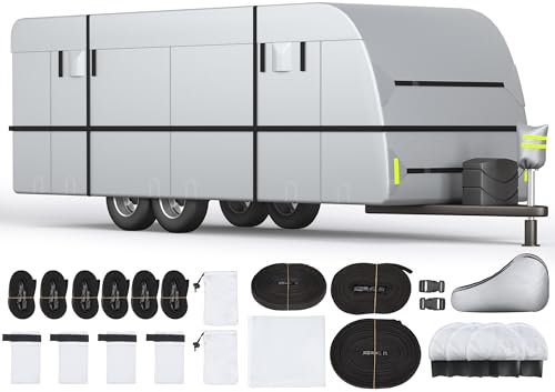 EROMMY Wohnwagen Schutzhülle 300D Wetter - 18-20Ft 610x267x274cm Wohnwagen Abdeckung -und reißfeste wohnmobilabdeckungen wasserdicht mit Abdeckung für Stützrad Und Aufbewahrungstasche Schutzhülle