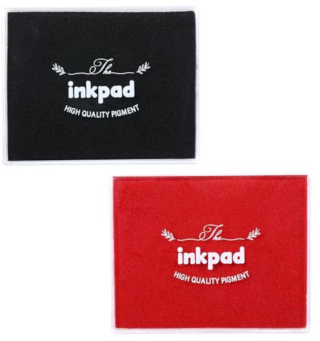 Oruola 2 Stück Stempelkissen Kinder,Stempelkissen Rot Schwarz,Stempel kissen Wasserfest für Gummistempel,12.5 x 10 cm Waschbar Rot und Schwarz Stempel kissen für Papier Scrapbooking,Baby Fußabdruck