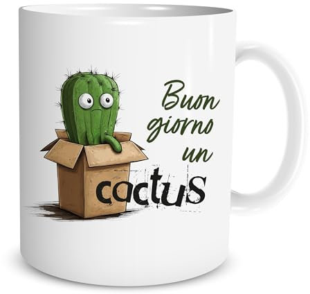Lol t-shirt Tazza Divertente “Buongiorno un Cactus” – Tazza Simpatica con Scritta per Colazione, Caffè e Tisane – Idea Regalo Uomo, Donna, Amica e Collega – Tazze Personalizzate e Originali