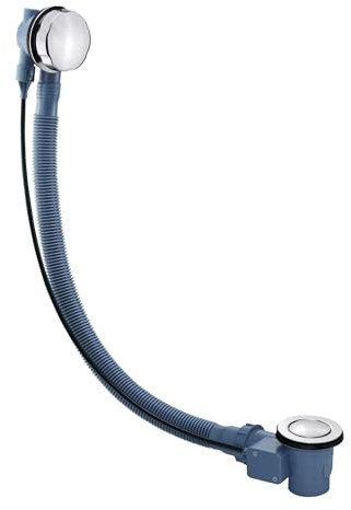 Chrome Bathtub Waste with Overflow G1 1/2 Pop Up Bath Waste Connection Modern Design Bath Waste & Overflow Kit with Wire-Controlled Switch