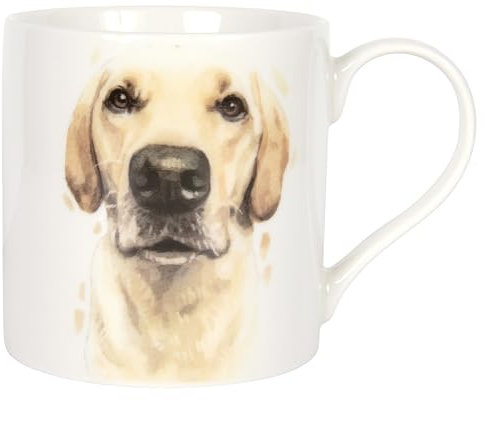 LESSER & PAVEY Golden Labrador Mug Robert James Hull, Tea and Coffee Mugs for Hot Drinks | Fine China Printed Mugs for Kitchen & Home | Reusable Ceramic Cups for Every Occasion | Gifts for Women & Men
