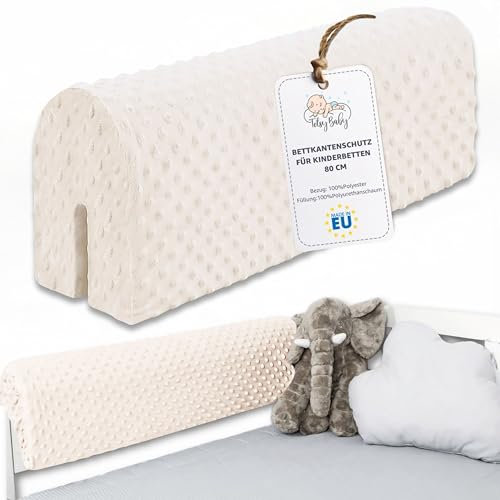 Totsy Baby Tour de lit bébé Respirant 80 cm - Contour de Lits pour Tout-Petits Protege Enfant barreaux ou Barriere Bebe Tours Mousse Berceau Protection Minky Beige Clair
