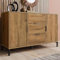 Generisch Kommode mit 2 Türen und 3 Schubladen, 120 x 40 x 76 cm in Dunkle Eiche, Verstellbare Ablage, Sideboard Highboard für Schlafzimmer & alle Wohnräume