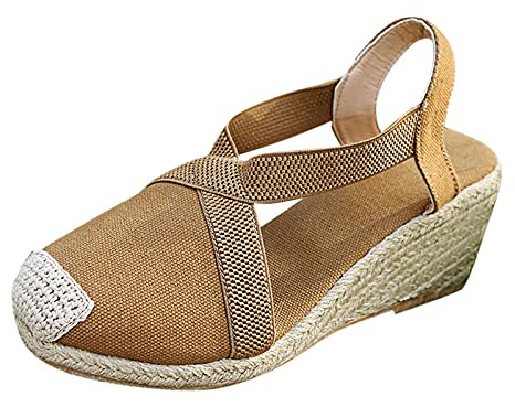 nue pied femme ete Sandales Femme éTé Confortable Sandales Strappy Thick-Bottom Women'S Platform Closed Fashion Toe Shoes Casual Pour Femmes Respirantes Bout Ouvert Soutien Plantaire Brun 39