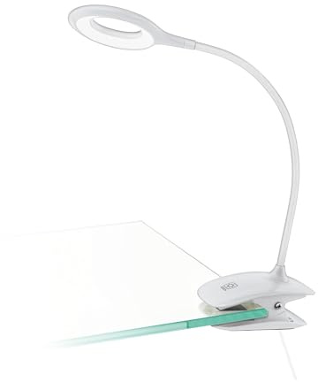 EGLO LED Klemmlampe Cabado mit Akku, Klemmleuchte mit Touch, neutralweiß, dimmbar, Schreibtischlampe aus Kunststoff, Klemmspot in Weiß, Leselampe mit Klemme