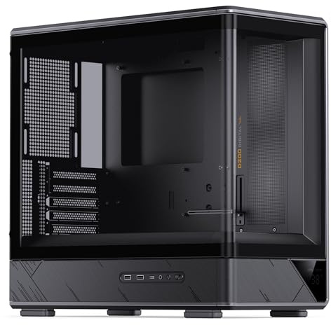 Jonsbo D200 Case PC Mini-Tower mATX con vetro temperato, display frontale, spazio per 7 ventole e radiatore da 240 mm – nero