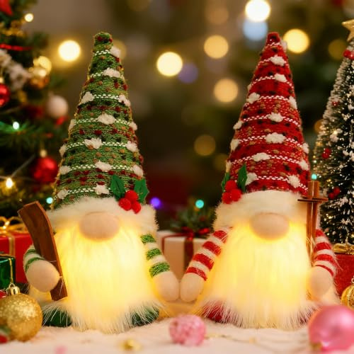 2 Stück Weihnachtswichtel Klein Plüsch,Wichtel Figuren Weihnachten Deko,Leuchtende Weihnachts Wichtel Klein,Weihnachtswichtel Beleuchtet,Weihnachtsdeko Wichtel,Weihnachtsdeko Mit Beleuchtet Led